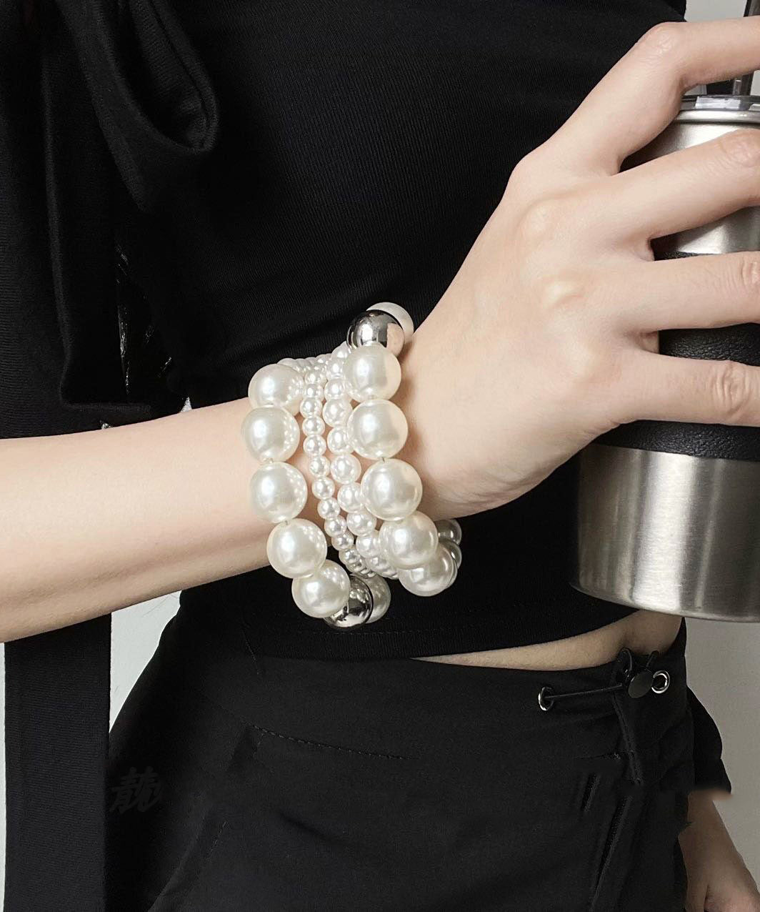 Dame Armbånd Flerlags Snoet Perle Charme 4