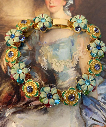 Dame Armbånd med Farverigt Blomstermotiv og Kædedetaljer 1