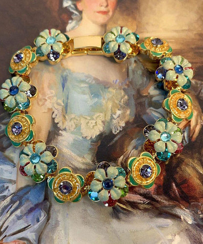 Dame Armbånd med Farverigt Blomstermotiv og Kædedetaljer 3