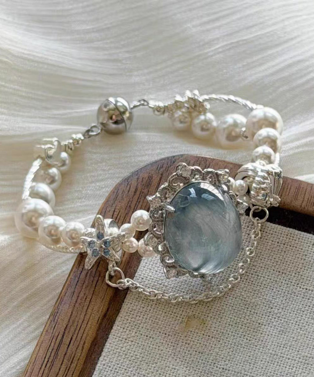 Dame Armbånd med Perle Charme og Blå Detaljer 0