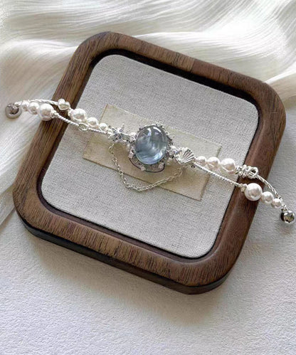 Dame Armbånd med Perle Charme og Blå Detaljer 1
