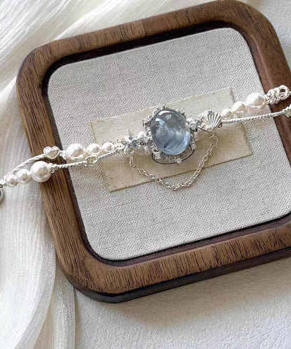 Dame Armbånd med Perle Charme og Blå Detaljer 3