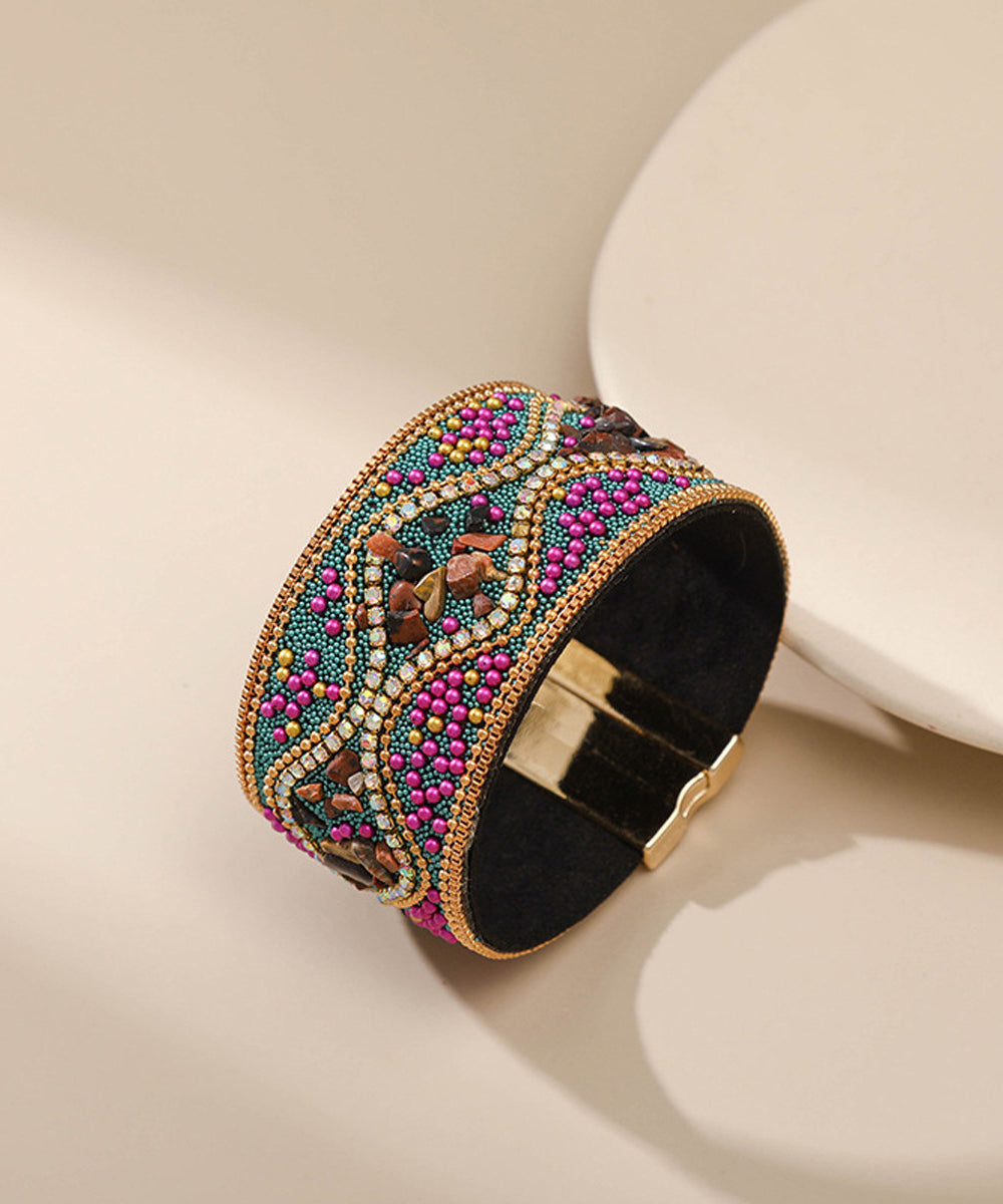 Dame Armring Retro Stil Med Blå Perler 2