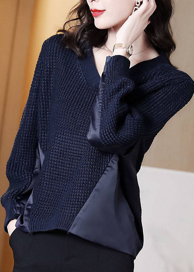 Dame Asymmetrisk Pullover i Navy 1