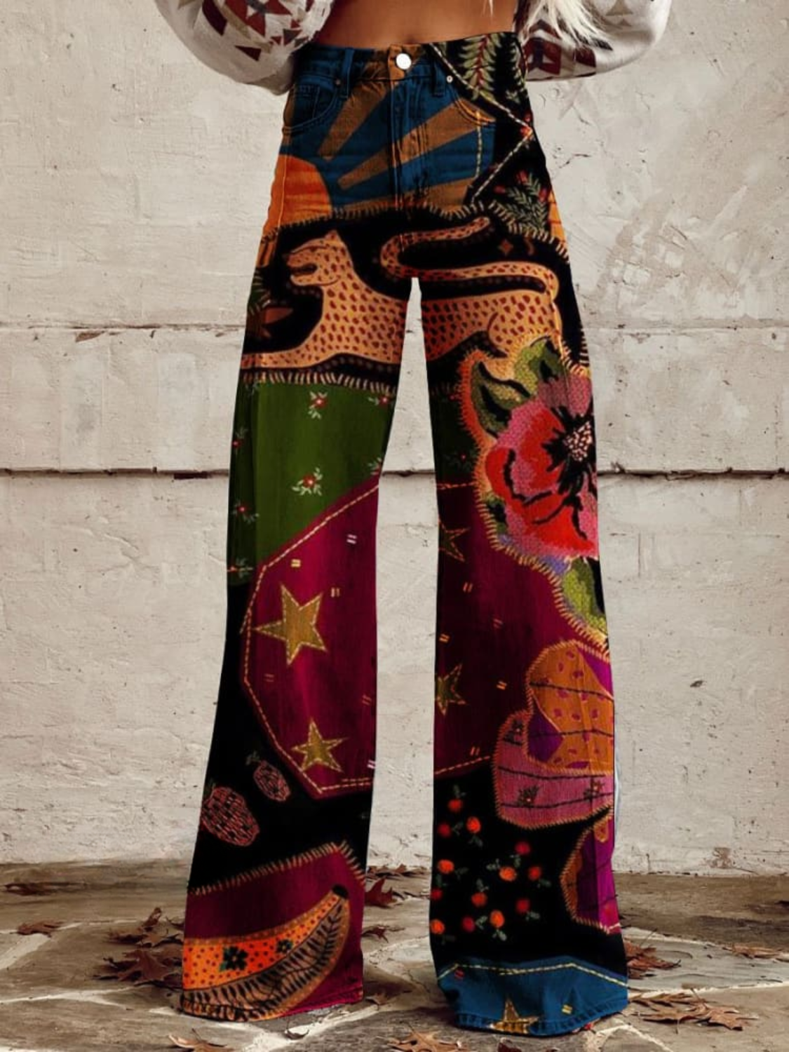 Dame Baggy Bukser Boho Vintage Stil Løse og Komfortable 1