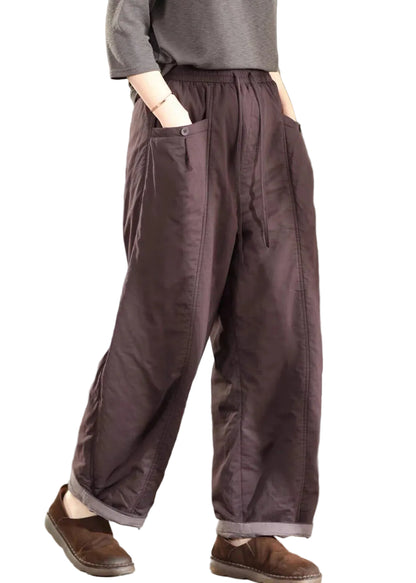 Dame Baggy Bukser med Patchwork Design og Elastisk Talje 0
