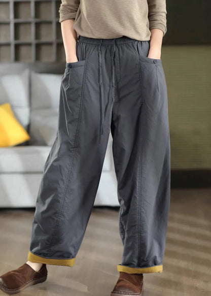 Dame Baggy Bukser med Patchwork Design og Elastisk Talje 2