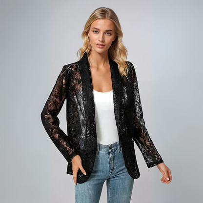 Dame Blazer Jakke Elegant Letvægts Blonde Design 1