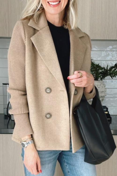 Dame Blazer Strikkede Ærmer Chic 5