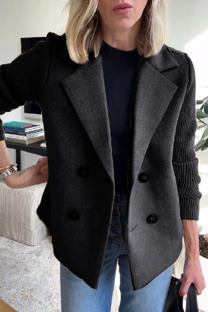 Dame Blazer Strikkede Ærmer Chic 6