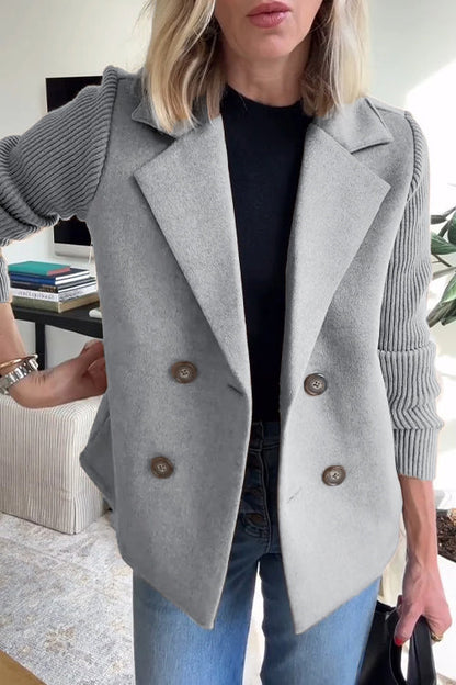 Dame Blazer Strikkede Ærmer Chic 7