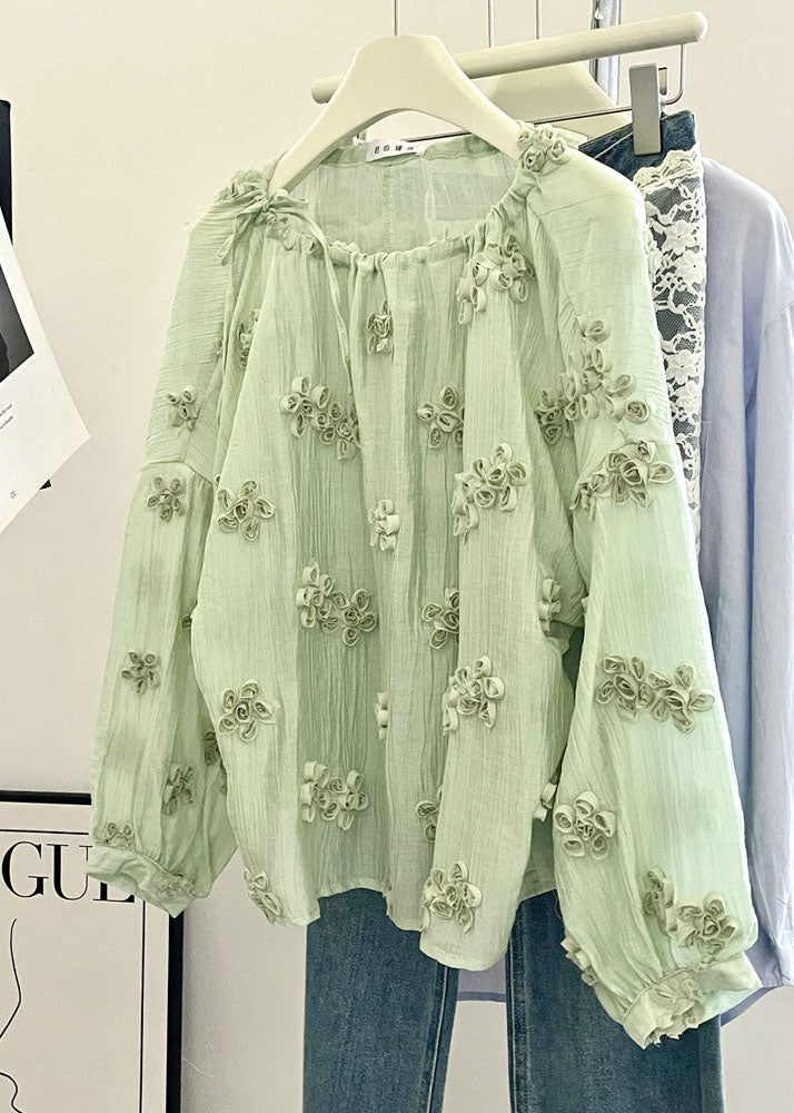Dame Blomstret Chiffon Bluse med O-hals Plus Size 1