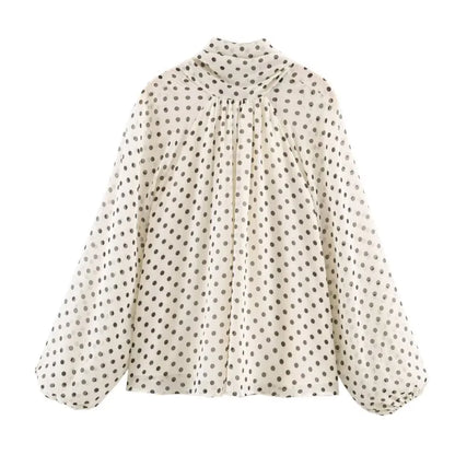 Dame Bluse Langærmet Med Høj Krave 3