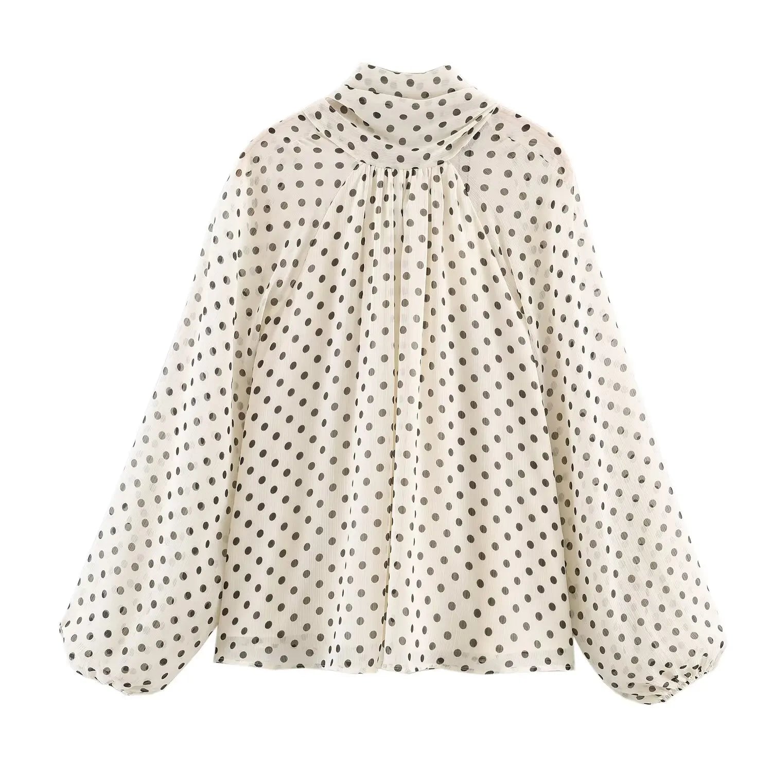 Dame Bluse Langærmet Med Høj Krave 6
