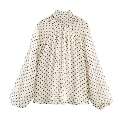 Dame Bluse Langærmet Med Høj Krave 6