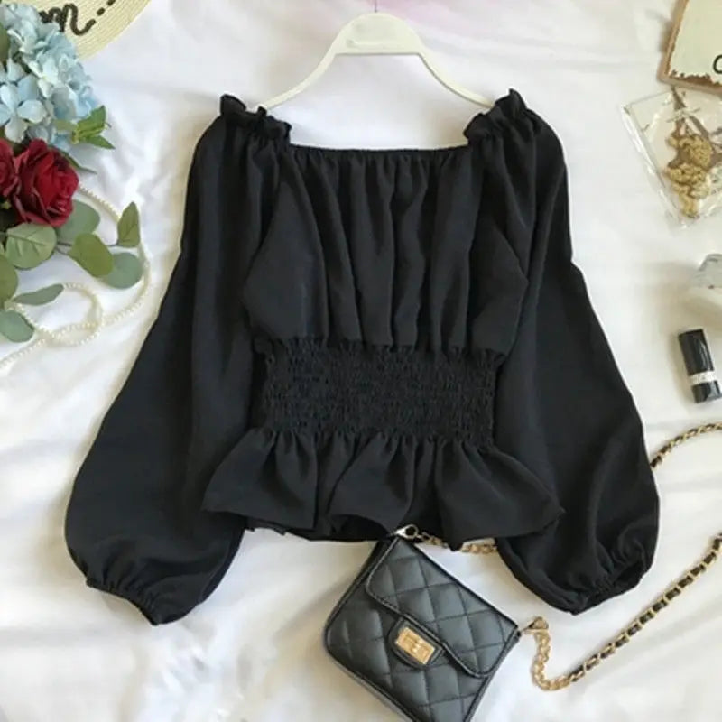 Dame Bluse Off Shoulder Chiffon 10