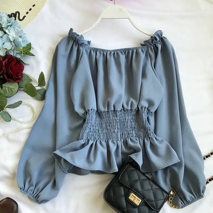 Dame Bluse Off Shoulder Chiffon 9