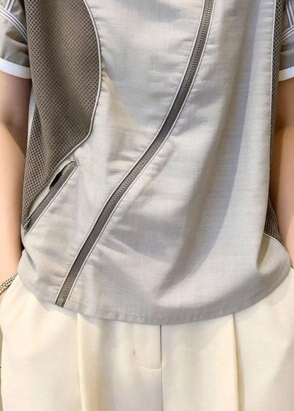 Dame Bluse med O-hals og Patchwork Design 2