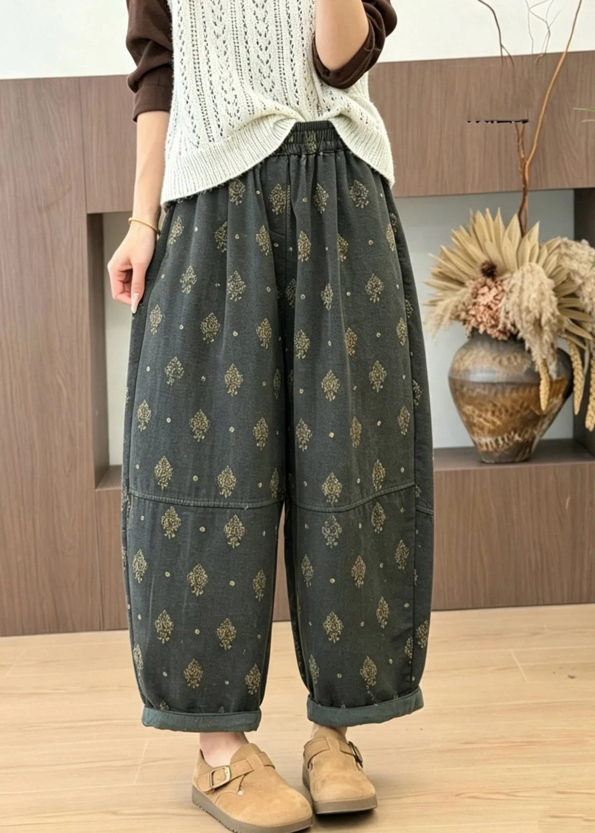 Dame Bomuldsbukser Med Elastisk Talje Og Lommer Plus Size 4