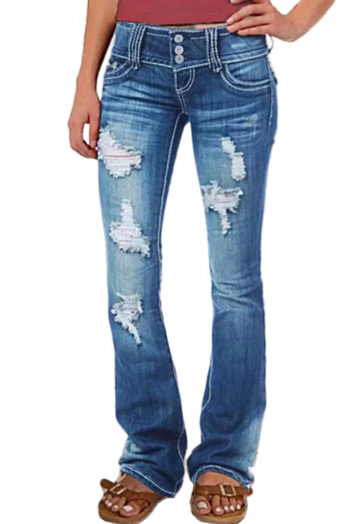 Dame Bootcut Jeans Rippede 0