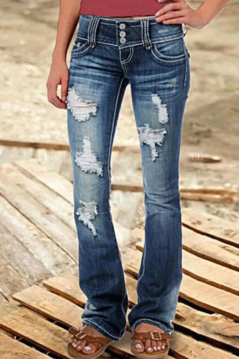 Dame Bootcut Jeans Rippede 1