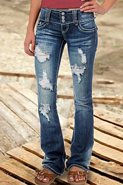 Dame Bootcut Jeans Rippede 1