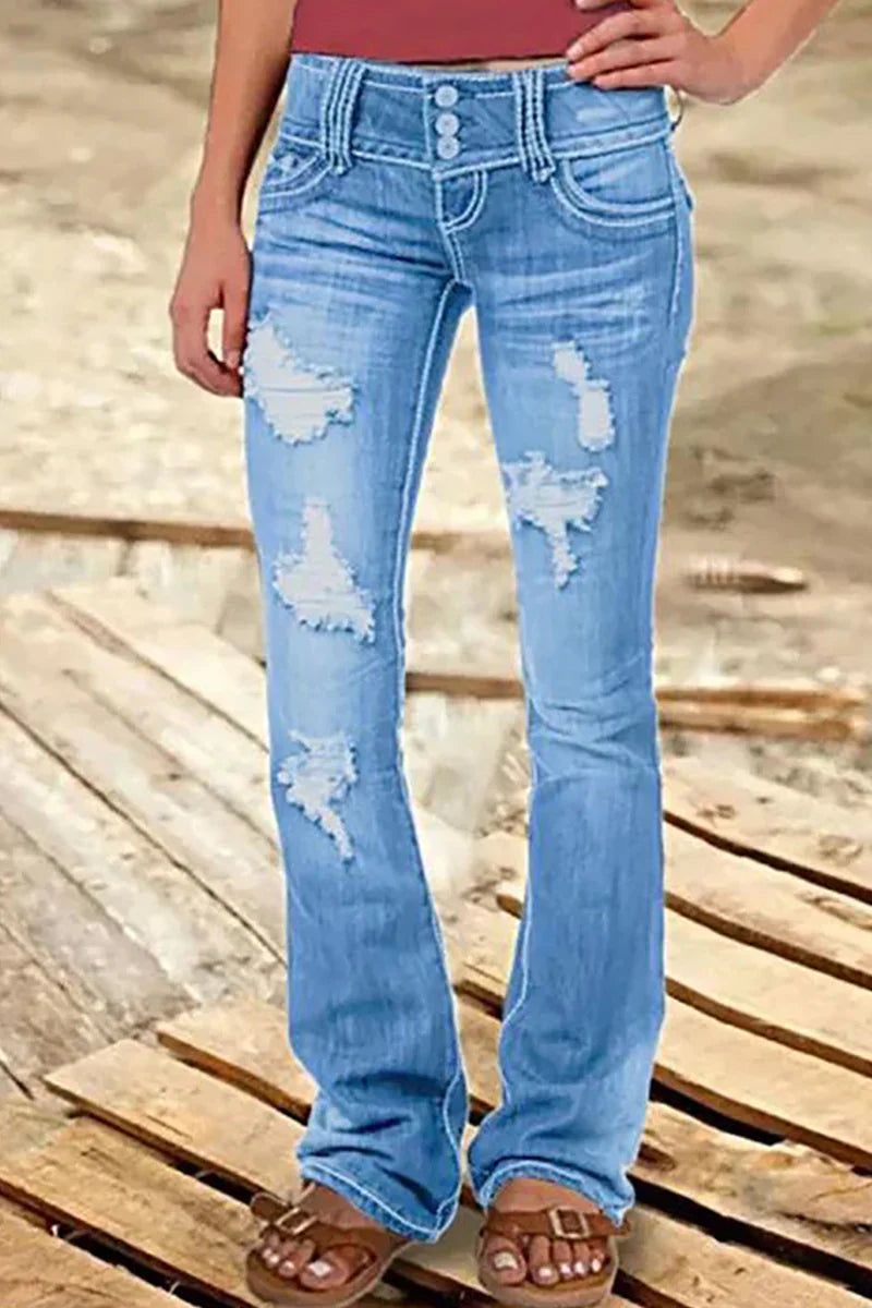 Dame Bootcut Jeans Rippede 3