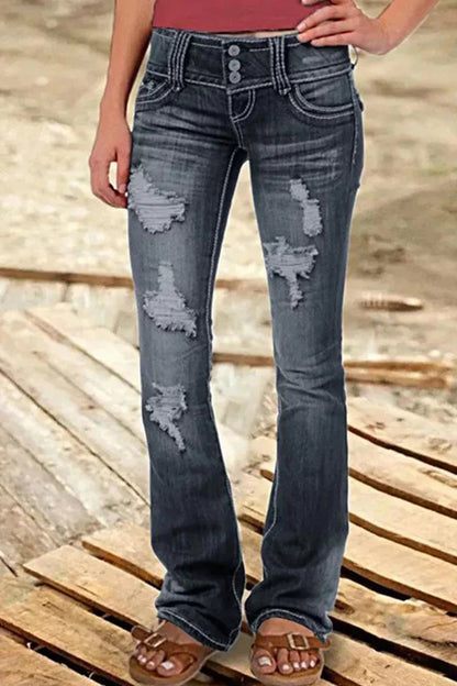 Dame Bootcut Jeans Rippede 7