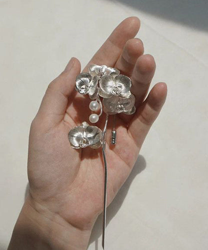 Dame Broche Retro Stil med Perle og Phalaenopsis Design 1
