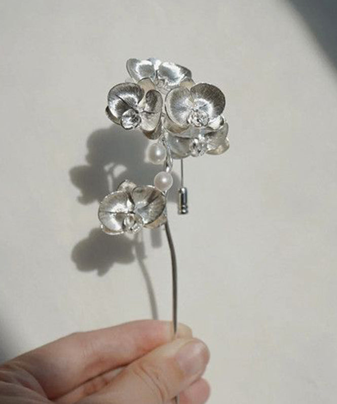 Dame Broche Retro Stil med Perle og Phalaenopsis Design 2
