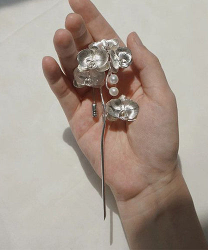 Dame Broche Retro Stil med Perle og Phalaenopsis Design 3