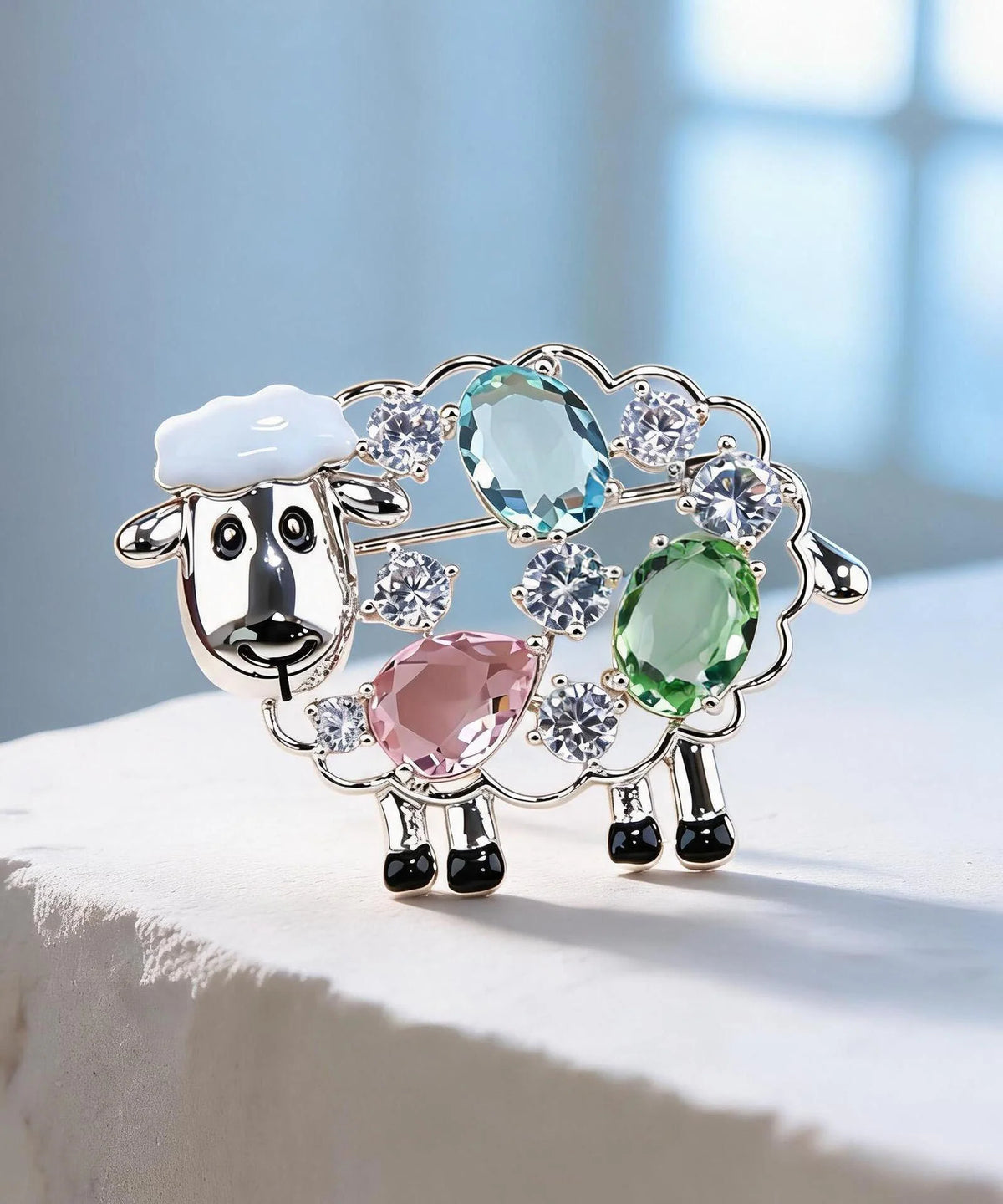 Dame Broche med Zirkonkrystal Får Design 1