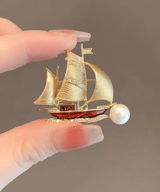 Dame Broche med Zirkonperle Detaljer 1