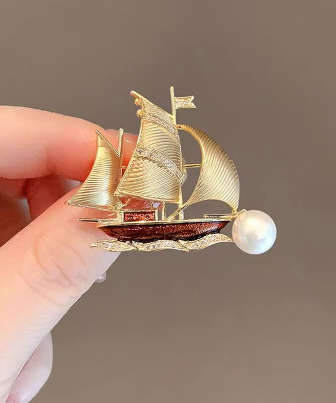 Dame Broche med Zirkonperle Detaljer 2