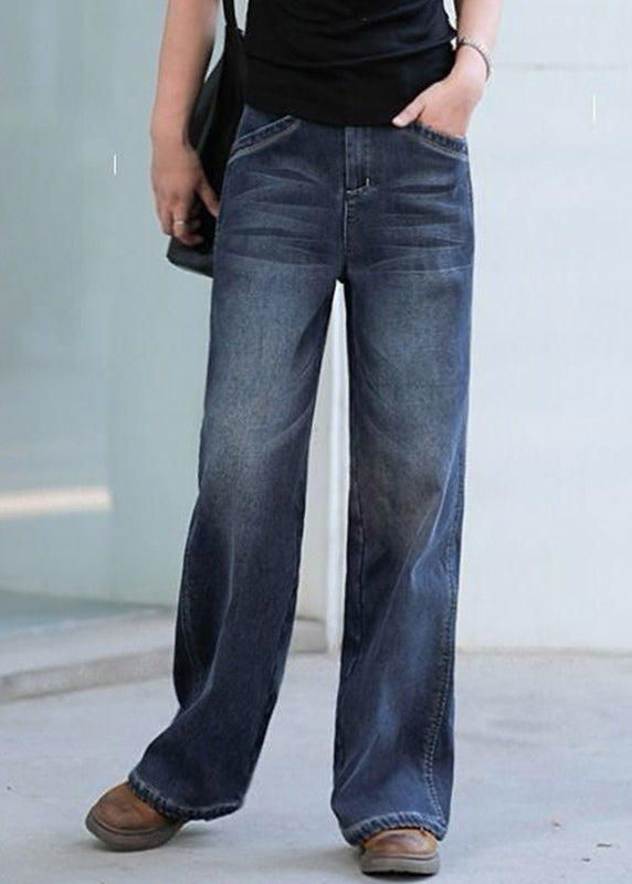 Dame Bukser Baggy Højtalje Denim 1