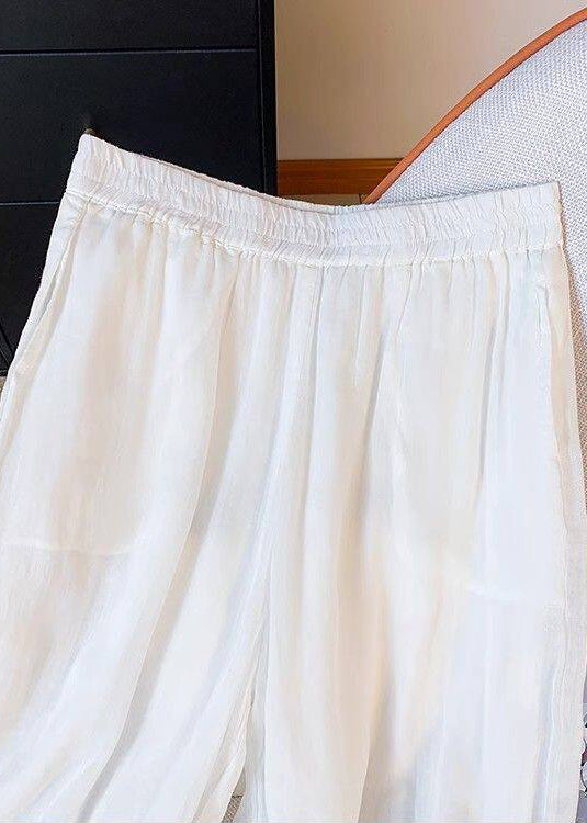 Dame Bukser Boheme Stil Med Broderi Elastisk Talje Løs Pasform 2