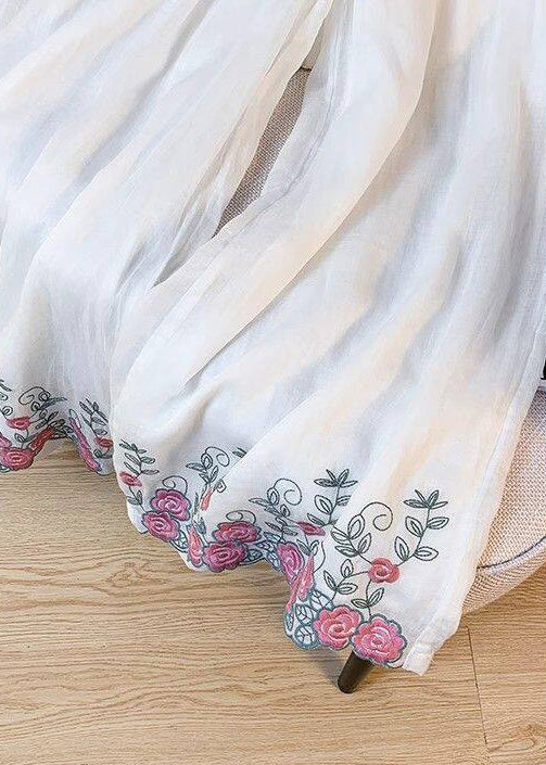 Dame Bukser Boheme Stil Med Broderi Elastisk Talje Løs Pasform 3