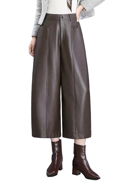 Dame Bukser Højtaljede Vide Ben Crop Style 0
