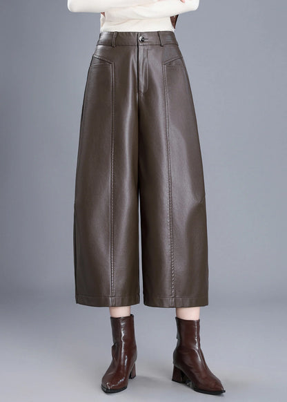 Dame Bukser Højtaljede Vide Ben Crop Style 1