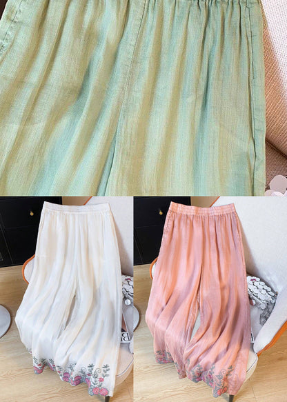 Dame Bukser Løse Med Broderede Detaljer og Elastisk Talje 4