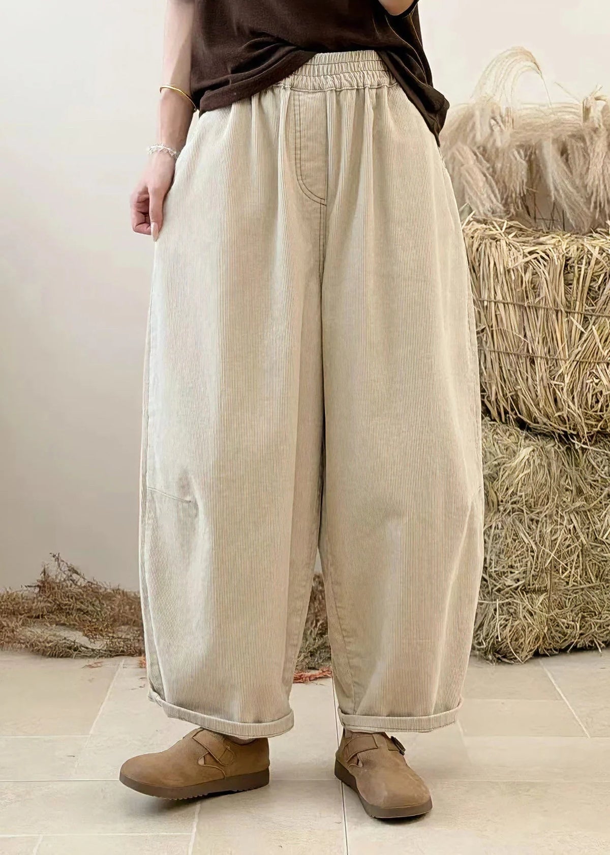 Dame Bukser Patchwork Casual Elastisk Talje 2