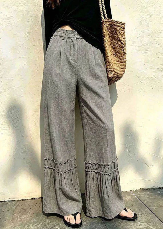 Dame Bukser Patchwork med Vide Ben og Elastisk Talje 2