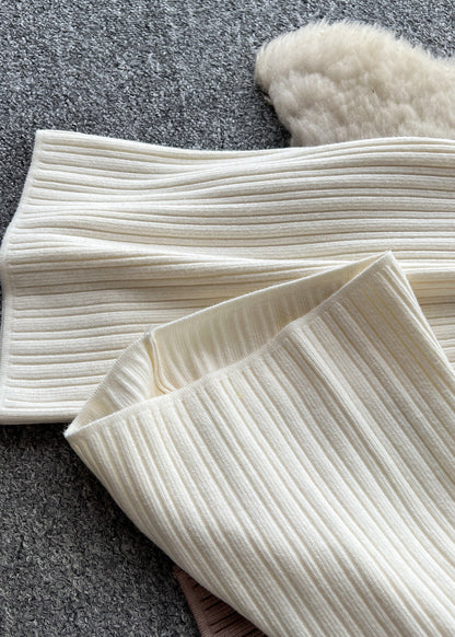Dame Bukser med Elastisk Talje og Vide Ben i Strikstil 3