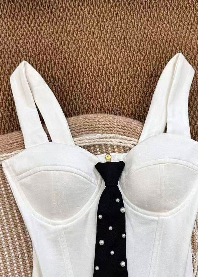 Dame Bustier Top Med Perle Detaljer og Slank Pasform 2