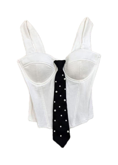 Dame Bustier Top Med Perle Detaljer og Slank Pasform 4