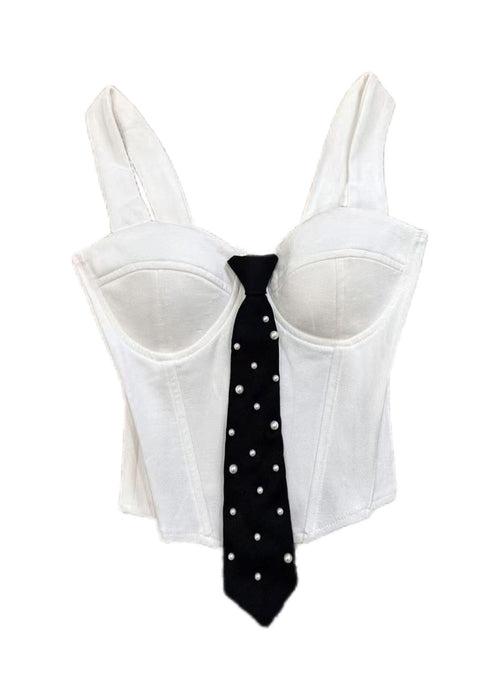 Dame Bustier Top Med Perle Detaljer og Slank Pasform 4