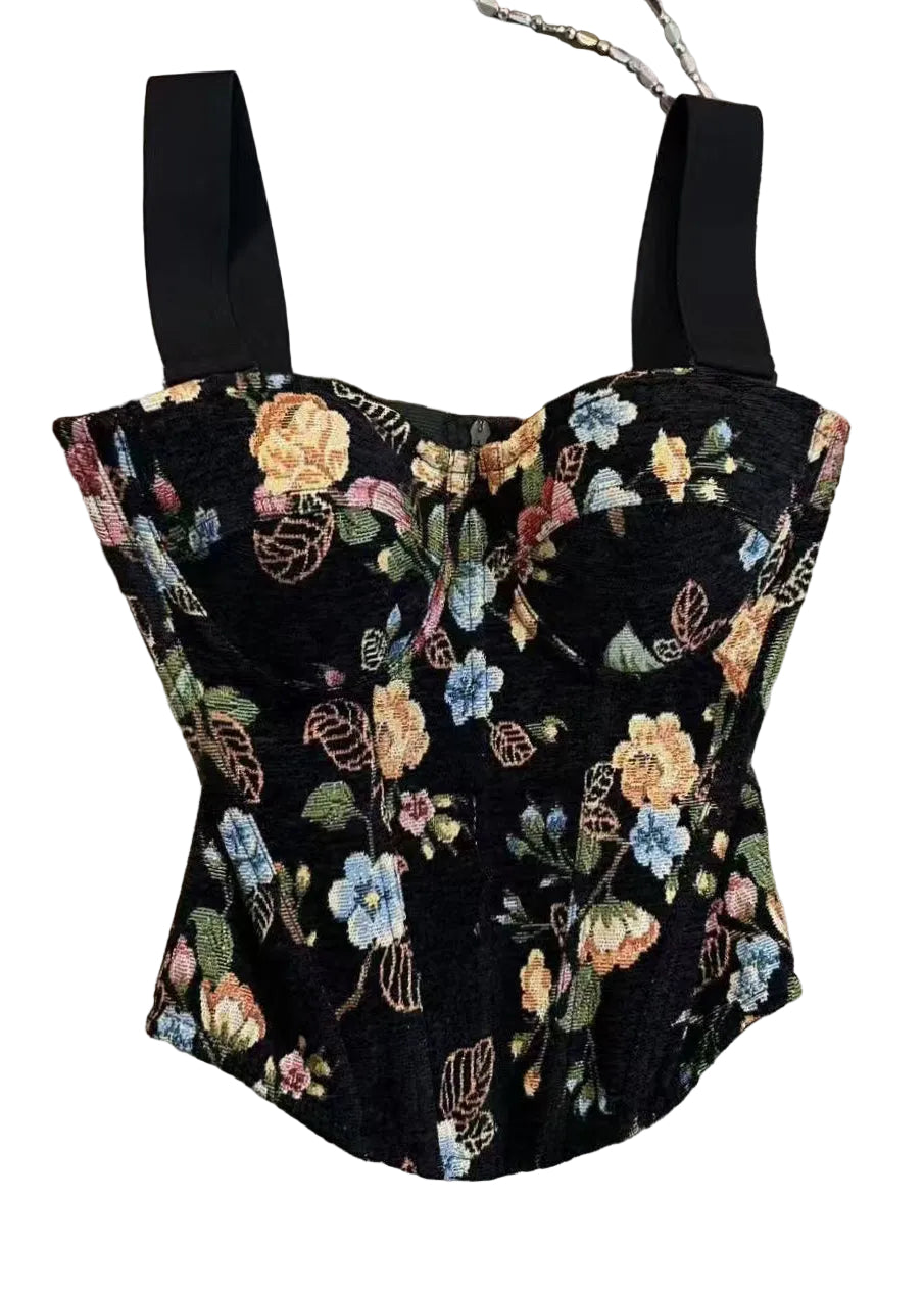 Dame Cami Tank Top med Fiskebensmønster 0