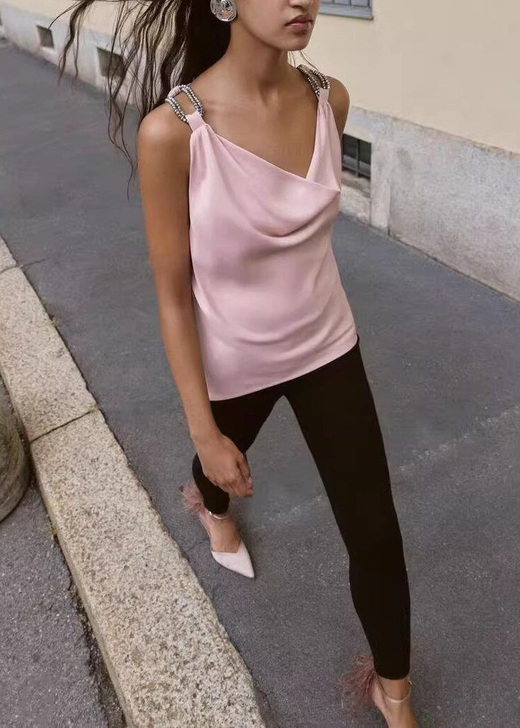 Dame Cami Top med Turtle Neck og Drapering 1