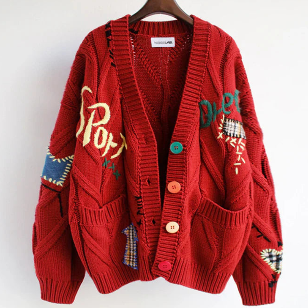 Dame Cardigan med Broderi og Lange Ærmer 2