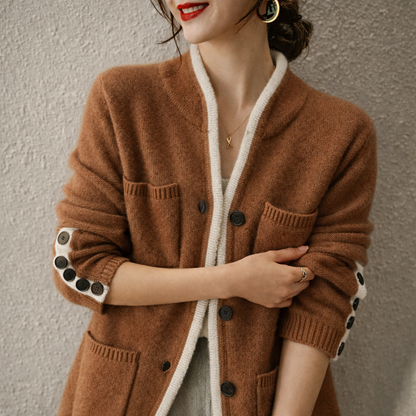 Dame Cardigan med Draperet Design 4